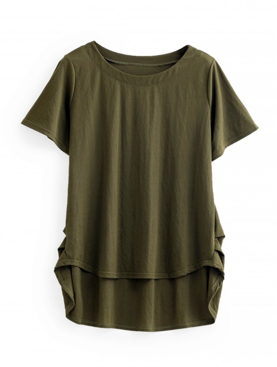 Perfect Soft High- low Short-Sleeve Blouse
